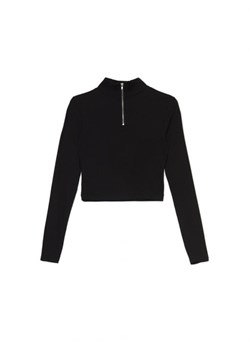 Cropp - Czarna bluzka z rozpinaną stójką - czarny ze sklepu Cropp w kategorii Bluzki damskie - zdjęcie 167393370