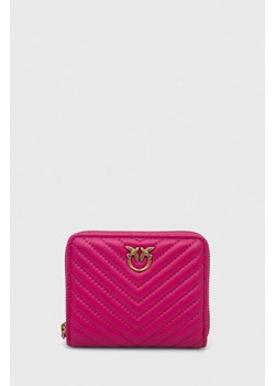 Pinko portfel skórzany damski kolor różowy 100249.A0GK ze sklepu ANSWEAR.com w kategorii Portfele damskie - zdjęcie 167396434