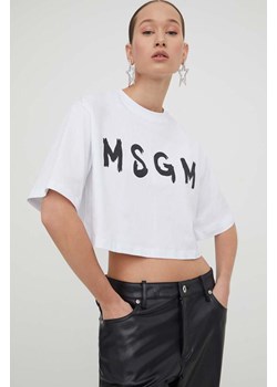 MSGM t-shirt bawełniany damski kolor biały ze sklepu ANSWEAR.com w kategorii Bluzki damskie - zdjęcie 167396710