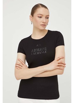 Armani Exchange t-shirt bawełniany damski kolor czarny 3DYT11 YJG3Z ze sklepu ANSWEAR.com w kategorii Bluzki damskie - zdjęcie 167396721