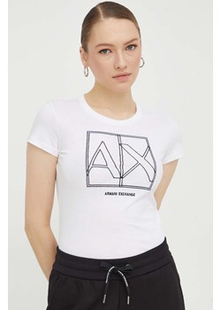 Armani Exchange t-shirt bawełniany damski kolor biały 3DYT38 YJ8QZ ze sklepu ANSWEAR.com w kategorii Bluzki damskie - zdjęcie 167396761