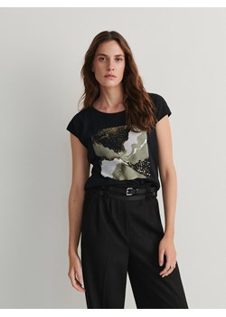 Reserved - T-shirt z nadrukiem - czarny ze sklepu Reserved w kategorii Bluzki damskie - zdjęcie 167411811