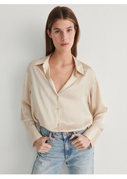 Reserved - Koszula w metaliczny prążek - beżowy ze sklepu Reserved w kategorii Koszule damskie - zdjęcie 167411834