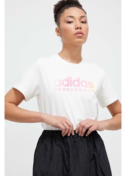 adidas t-shirt bawełniany damski kolor beżowy IR5890 ze sklepu ANSWEAR.com w kategorii Bluzki damskie - zdjęcie 167419983