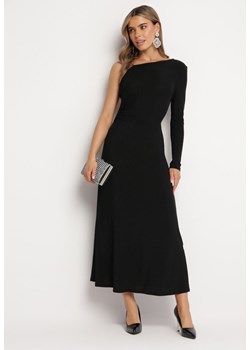 Czarna Sukienka Maxi o Asymetrycznym Kroju z Łańcuszkiem Verdisa ze sklepu Born2be Odzież w kategorii Sukienki - zdjęcie 167421471
