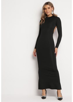 Czarna Bawełniana Sukienka Maxi z Półgolfem z Odkrytymi Plecami Rhodonis ze sklepu Born2be Odzież w kategorii Sukienki - zdjęcie 167421483