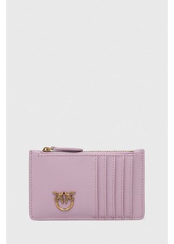 Pinko portfel skórzany kolor różowy 100251.A0GK ze sklepu ANSWEAR.com w kategorii Portfele damskie - zdjęcie 167422400