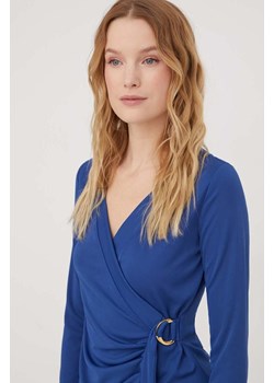 Lauren Ralph Lauren bluzka damska kolor niebieski gładka ze sklepu ANSWEAR.com w kategorii Bluzki damskie - zdjęcie 167431631
