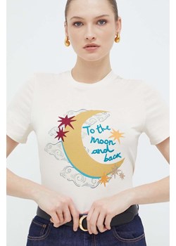 Weekend Max Mara t-shirt bawełniany damski kolor beżowy 2415971061600 ze sklepu ANSWEAR.com w kategorii Bluzki damskie - zdjęcie 167441110
