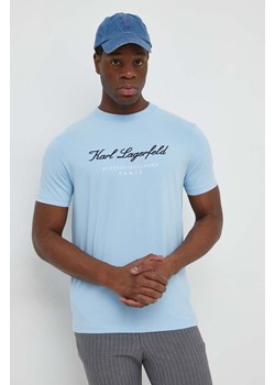 Karl Lagerfeld t-shirt męski kolor niebieski z aplikacją ze sklepu ANSWEAR.com w kategorii T-shirty męskie - zdjęcie 167441144