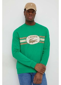Lacoste bluza bawełniana męska kolor zielony z nadrukiem ze sklepu ANSWEAR.com w kategorii Bluzy męskie - zdjęcie 167447370