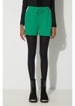 adidas Originals szorty 3-Stripes French Terry damskie kolor zielony z aplikacją high waist IP0697 ze sklepu PRM w kategorii Szorty - zdjęcie 167449500
