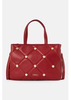 Pikowana torebka do ręki Nobo z logowanymi nitami, czerwona ze sklepu NOBOBAGS.COM w kategorii Torby Shopper bag - zdjęcie 167462862