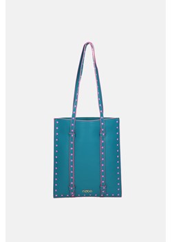 Niebieska shopperka Nobo z różowymi ćwiekami ze sklepu NOBOBAGS.COM w kategorii Torby Shopper bag - zdjęcie 167464842