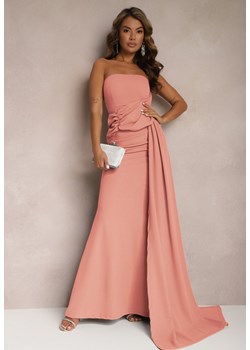 Różowa Sukienka Maxi bez Ramiączek z Ozdobnym Trenem i Marszczeniem Kaliel ze sklepu Renee odzież w kategorii Sukienki - zdjęcie 167564821