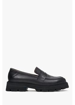 Estro: Skórzane mokasyny damskie loafersy w kolorze czarnym ze sklepu Estro w kategorii Mokasyny damskie - zdjęcie 167571232