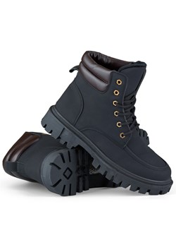 Ocieplane buty damskie wysokie traperki czarne wiązane ze sklepu ButyModne.pl w kategorii Workery damskie - zdjęcie 167572312