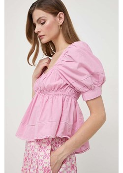 Pinko bluzka bawełniana damska kolor różowy gładka 103070.A1OL ze sklepu ANSWEAR.com w kategorii Bluzki damskie - zdjęcie 167575951