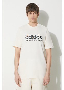 adidas t-shirt bawełniany męski kolor beżowy z nadrukiem IM8305 ze sklepu ANSWEAR.com w kategorii T-shirty męskie - zdjęcie 167576981
