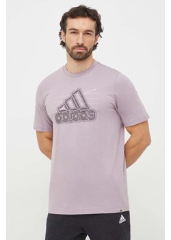 adidas t-shirt bawełniany męski kolor fioletowy z nadrukiem IN6270 ze sklepu ANSWEAR.com w kategorii T-shirty męskie - zdjęcie 167576992