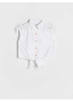 Reserved - Bluzka z lnem - biały ze sklepu Reserved w kategorii Koszule dziewczęce - zdjęcie 167582891