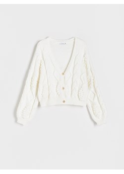Reserved - Kardigan z ozdobnym splotem - złamana biel ze sklepu Reserved w kategorii Swetry damskie - zdjęcie 167619971