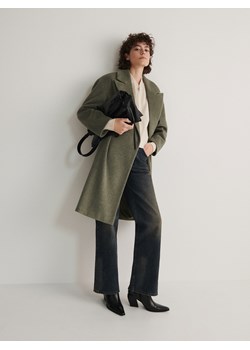 Reserved - Dwurzędowy płaszcz - ciemnozielony ze sklepu Reserved w kategorii Płaszcze damskie - zdjęcie 167620194