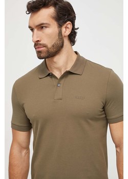 BOSS polo bawełniane kolor zielony gładki 50468301 ze sklepu ANSWEAR.com w kategorii T-shirty męskie - zdjęcie 167620551