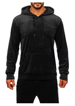 Czarny welurowy dres męski z kapturem Denley 8C1171 ze sklepu Denley w kategorii Dresy męskie - zdjęcie 167627702