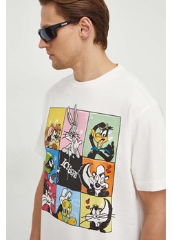 Iceberg t-shirt bawełniany x Looney Tunes męski kolor beżowy z nadrukiem ze sklepu ANSWEAR.com w kategorii T-shirty męskie - zdjęcie 167634991
