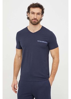 Emporio Armani Underwear t-shirt lounge 2-pack kolor granatowy z nadrukiem 111849 4R717 ze sklepu ANSWEAR.com w kategorii T-shirty męskie - zdjęcie 167634994