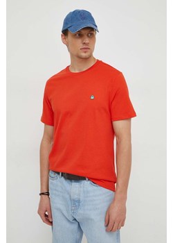 United Colors of Benetton t-shirt bawełniany męski kolor czerwony gładki ze sklepu ANSWEAR.com w kategorii T-shirty męskie - zdjęcie 167635200