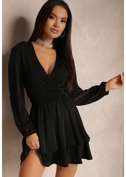 Czarna Sukienka Rozkloszowana z Metaliczną Nitką Necile ze sklepu Renee odzież w kategorii Sukienki - zdjęcie 167643211