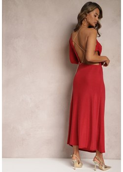 Czerwona Asymetryczna Sukienka Maxi na Jedno Ramię z Ozdobnym Łańcuszkiem Ombrelle ze sklepu Renee odzież w kategorii Sukienki - zdjęcie 167643404