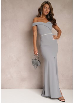 Szara Taliowana Sukienka Maxi z Rozcięciem Perlina ze sklepu Renee odzież w kategorii Sukienki - zdjęcie 167643540