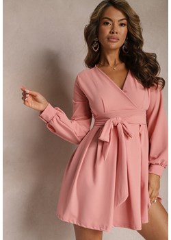 Różowa Rozkloszowana Sukienka Mini z Wiązanym Paskiem Lavendra ze sklepu Renee odzież w kategorii Sukienki - zdjęcie 167643580