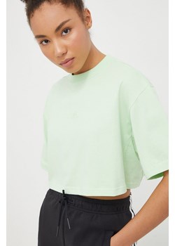 adidas t-shirt bawełniany damski kolor zielony IR8871 ze sklepu ANSWEAR.com w kategorii Bluzki damskie - zdjęcie 167649494