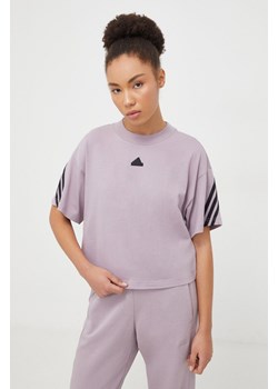 adidas t-shirt bawełniany damski kolor fioletowy IS3613 ze sklepu ANSWEAR.com w kategorii Bluzki damskie - zdjęcie 167649504