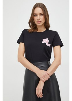Karl Lagerfeld t-shirt bawełniany damski kolor czarny ze sklepu ANSWEAR.com w kategorii Bluzki damskie - zdjęcie 167651860