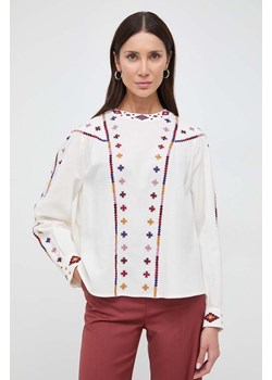 Weekend Max Mara bluzka bawełniana damska kolor beżowy z aplikacją ze sklepu ANSWEAR.com w kategorii Bluzki damskie - zdjęcie 167658351