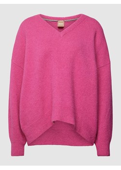 Sweter z dzianiny z dekoltem w serek model ‘Fondiani’ ze sklepu Peek&Cloppenburg  w kategorii Swetry damskie - zdjęcie 167667780
