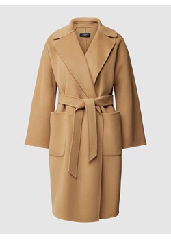 Płaszcz z wełny z wiązanym paskiem model ‘ROVO’ ze sklepu Peek&Cloppenburg  w kategorii Płaszcze damskie - zdjęcie 167668851