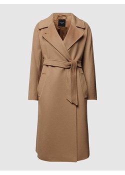 Płaszcz z żywej wełny z wiązanym paskiem model ‘RESINA’ ze sklepu Peek&Cloppenburg  w kategorii Płaszcze damskie - zdjęcie 167672930
