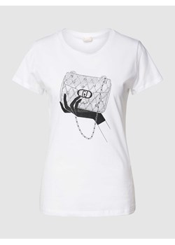 T-shirt z nadrukiem z motywem i obszyciem ozdobnymi kamieniami ze sklepu Peek&Cloppenburg  w kategorii Bluzki damskie - zdjęcie 167681761