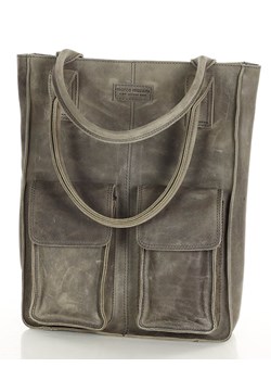 Torebka z kieszonkami skórzana dobrze zorganizowany shopper - MARCO MAZZINI taupe khaki ze sklepu Verostilo w kategorii Torby Shopper bag - zdjęcie 167685991