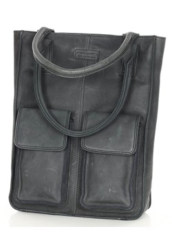 Torebka z kieszonkami skórzana dobrze zorganizowany shopper - MARCO MAZZINI czarny ze sklepu Verostilo w kategorii Torby Shopper bag - zdjęcie 167686154
