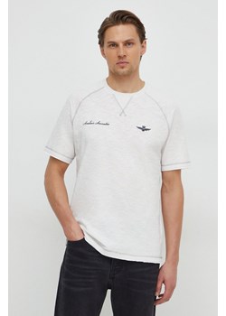 Aeronautica Militare t-shirt bawełniany męski kolor biały gładki TS2199J628 ze sklepu ANSWEAR.com w kategorii T-shirty męskie - zdjęcie 167697094
