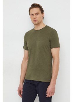 Sisley t-shirt bawełniany męski kolor zielony gładki ze sklepu ANSWEAR.com w kategorii T-shirty męskie - zdjęcie 167697152