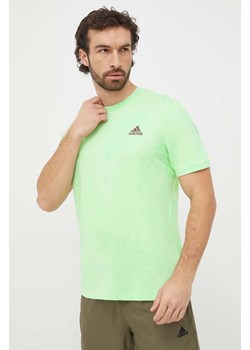 adidas t-shirt bawełniany męski kolor zielony gładki IS1315 ze sklepu ANSWEAR.com w kategorii T-shirty męskie - zdjęcie 167702704