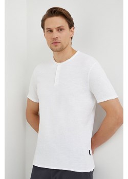 Sisley t-shirt bawełniany męski kolor beżowy gładki ze sklepu ANSWEAR.com w kategorii T-shirty męskie - zdjęcie 167705910